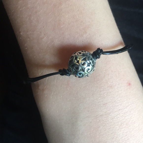 Sterling Silver Carved Sphere Adjustable Bracelet - Picture 6 of 6